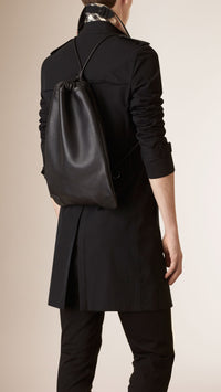 Sac polochon en cuir grainé - Black