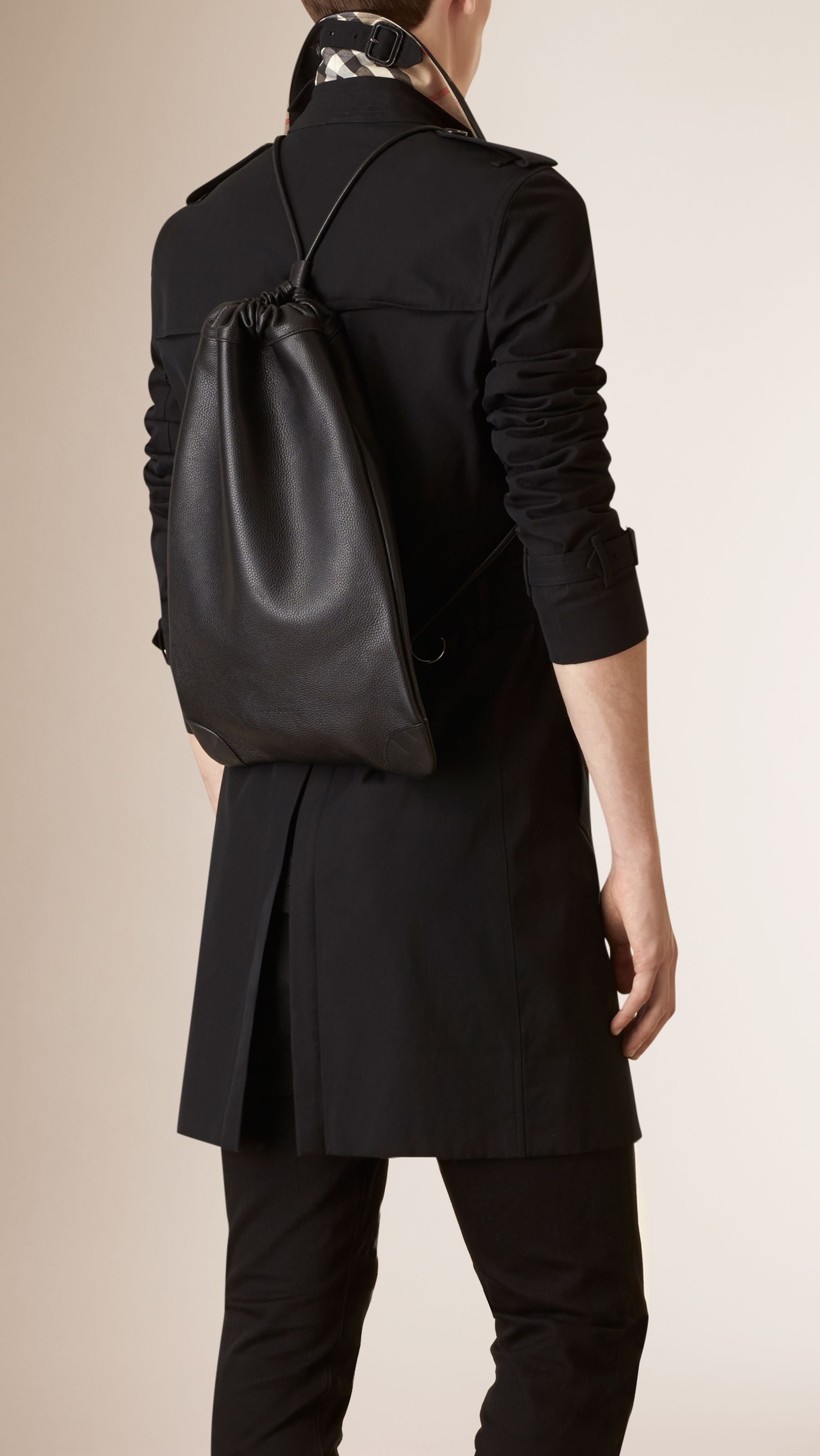 Sac polochon en cuir grainé - Black