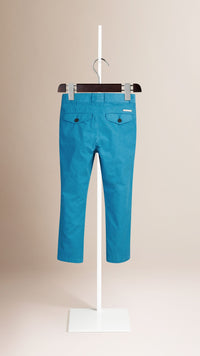 Pantalon chino léger en sergé de coton - Blue Azure