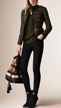 Veste ajustée légère rembourrée en duvet - Olive