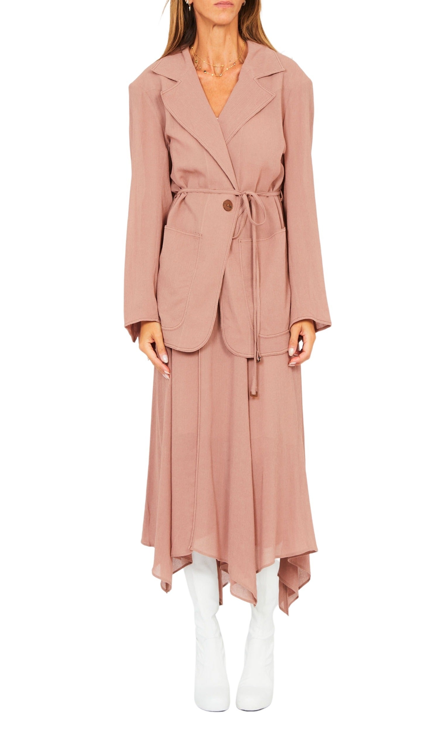 Veste tailleur ceinturée - Cèdre Poussiéreux