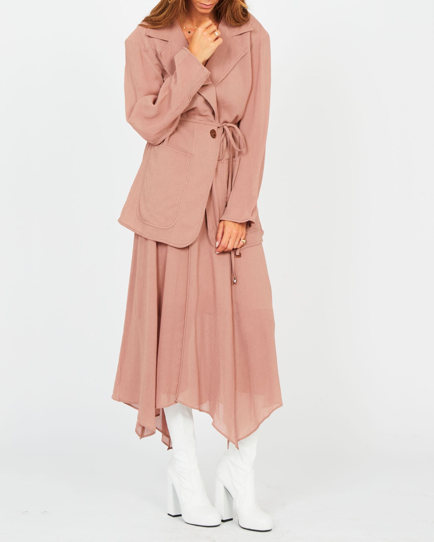 Veste tailleur ceinturée - Cèdre Poussiéreux