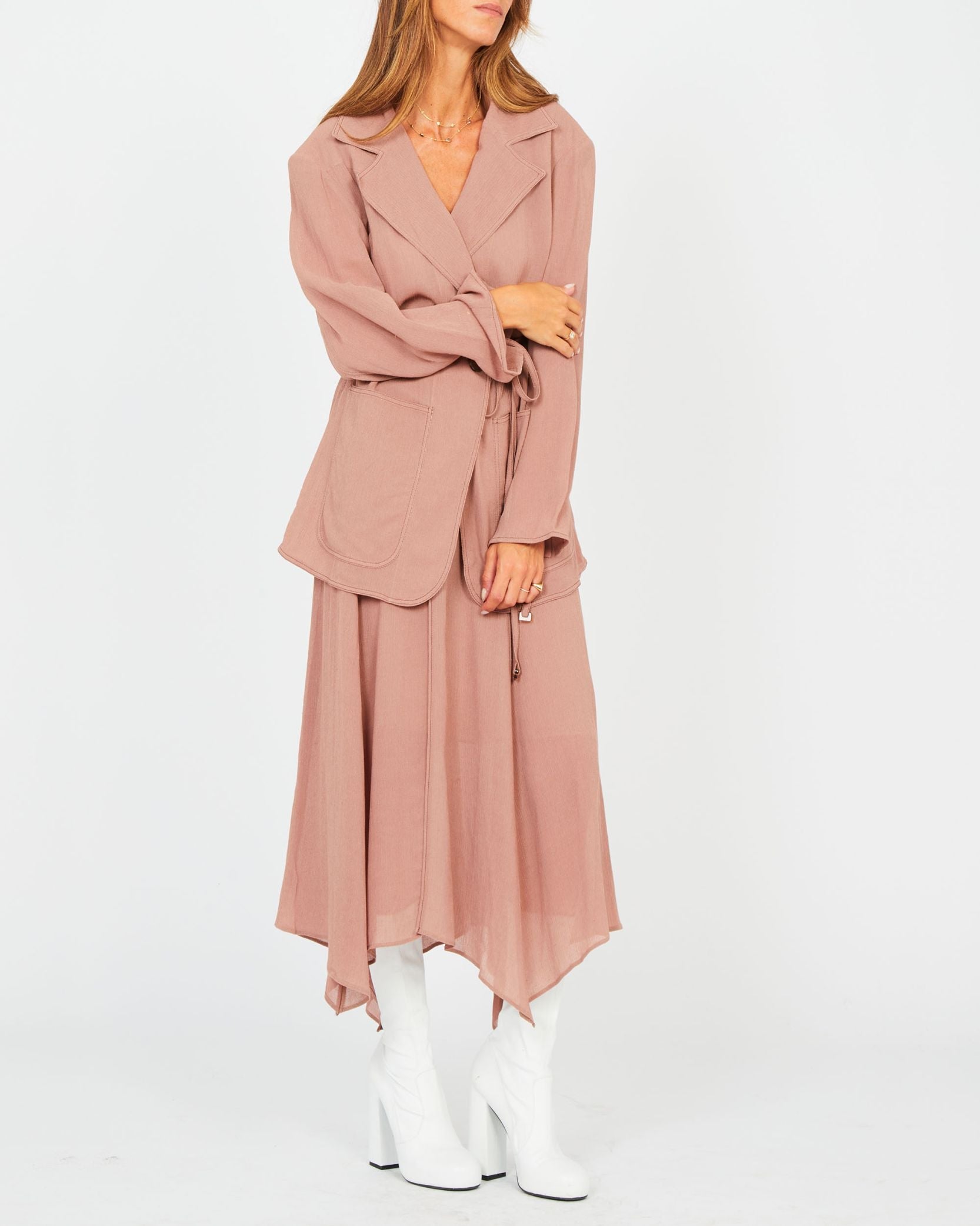 Veste tailleur ceinturée - Cèdre Poussiéreux