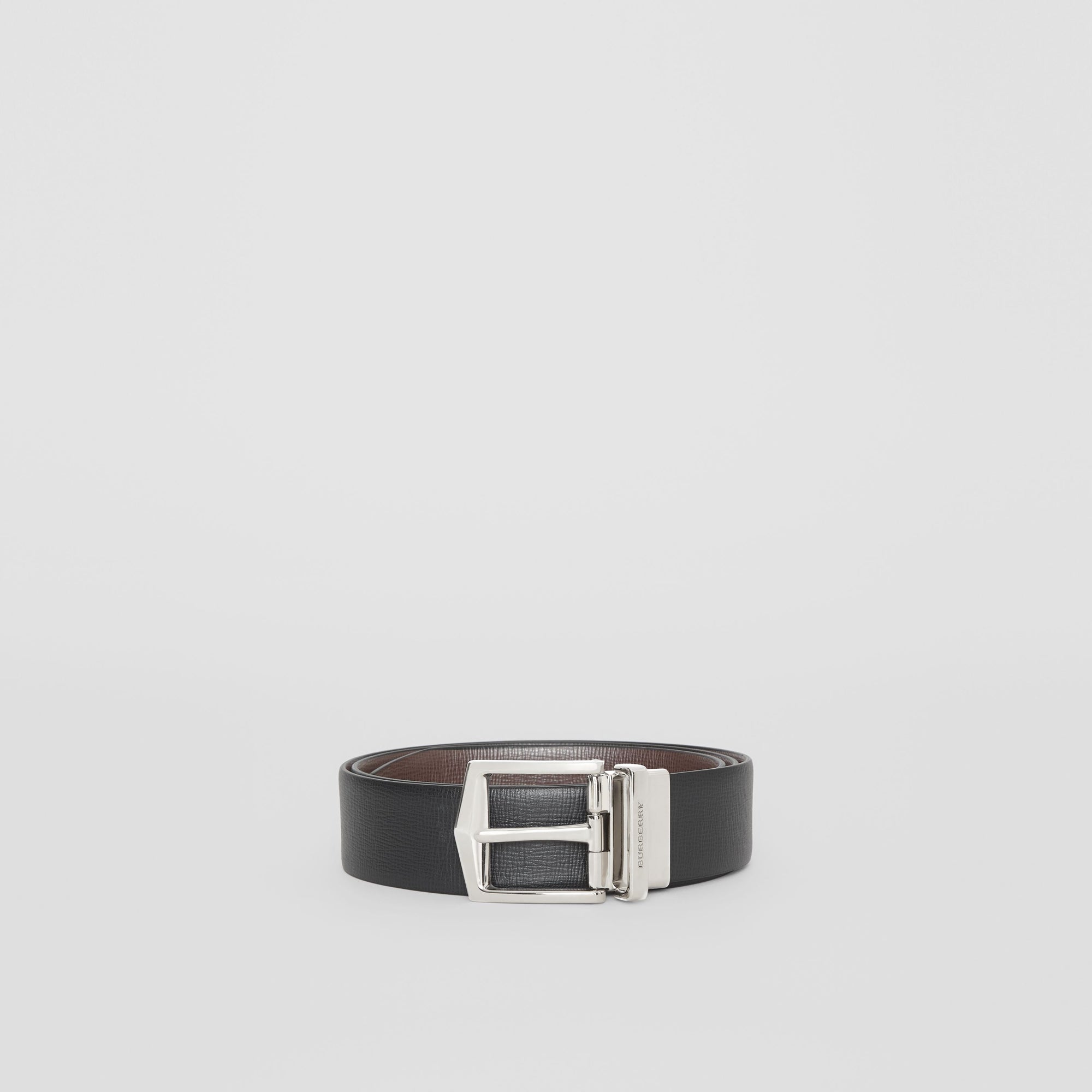 Ceinture réversible en cuir London - Black & Chocolate