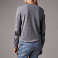 Pull à col ras du cou en laine mérinos - Mid Grey Melange