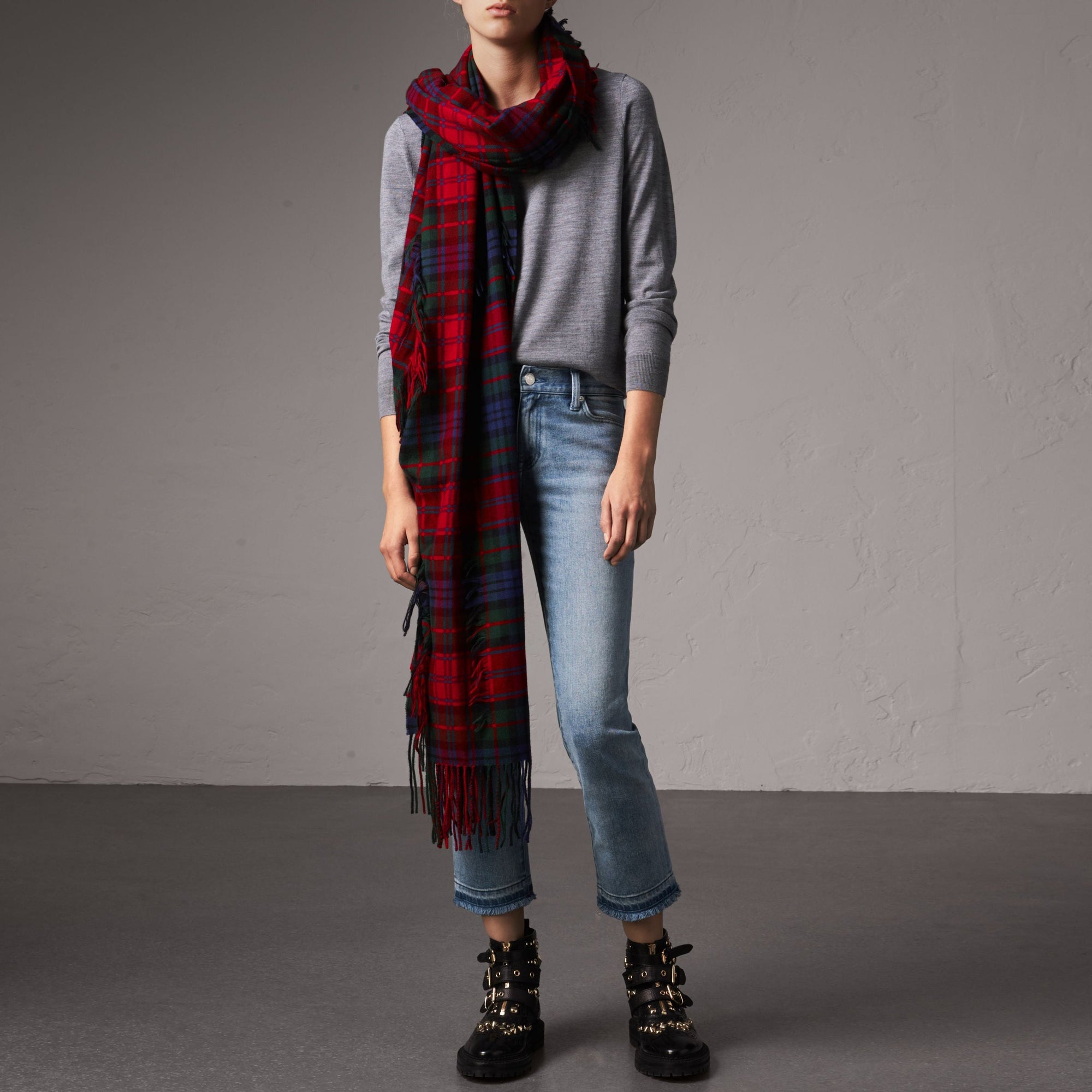 Pull à col ras du cou en laine mérinos - Mid Grey Melange