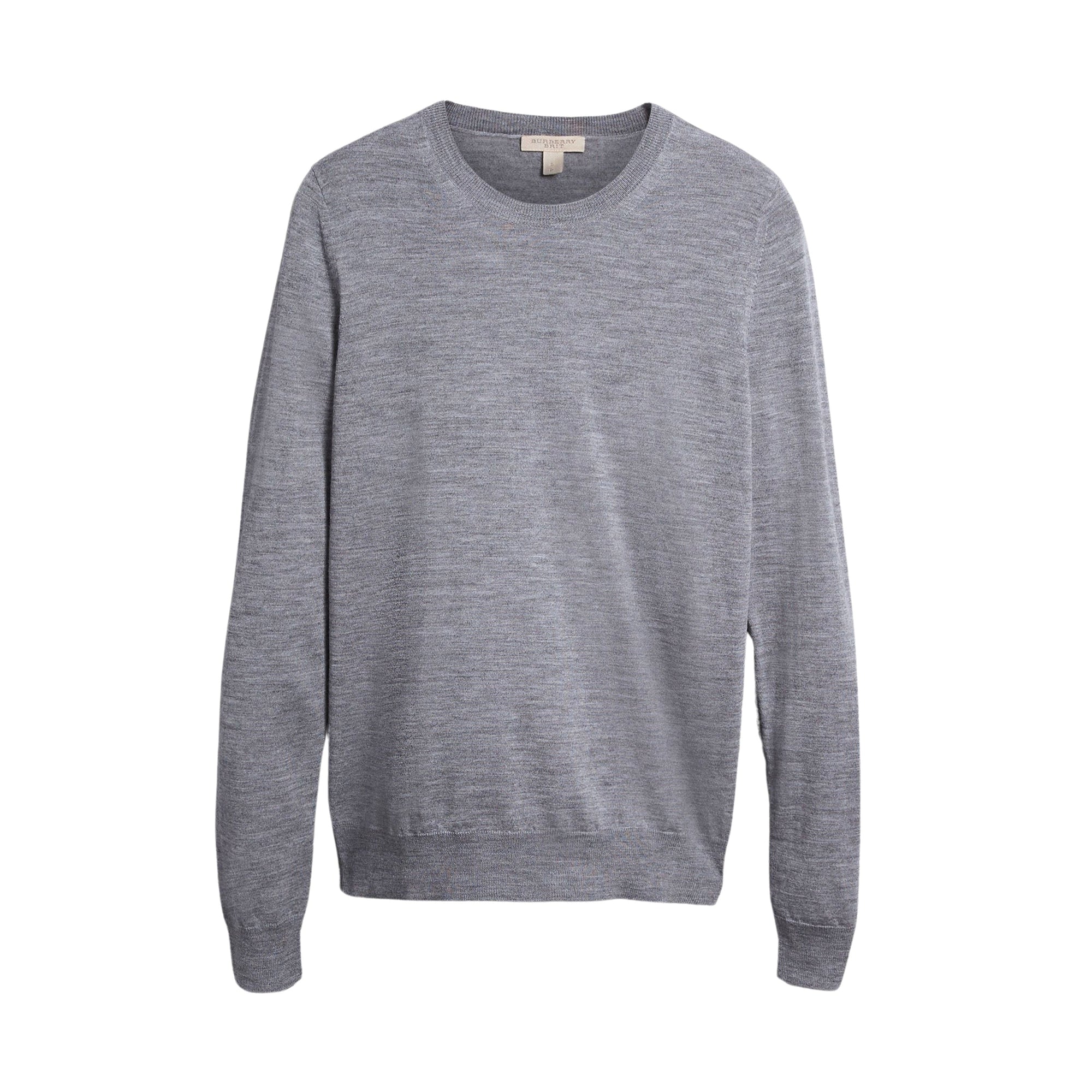 Pull à col ras du cou en laine mérinos - Mid Grey Melange