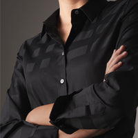 Chemise tissé en jacquard à motif check - Black