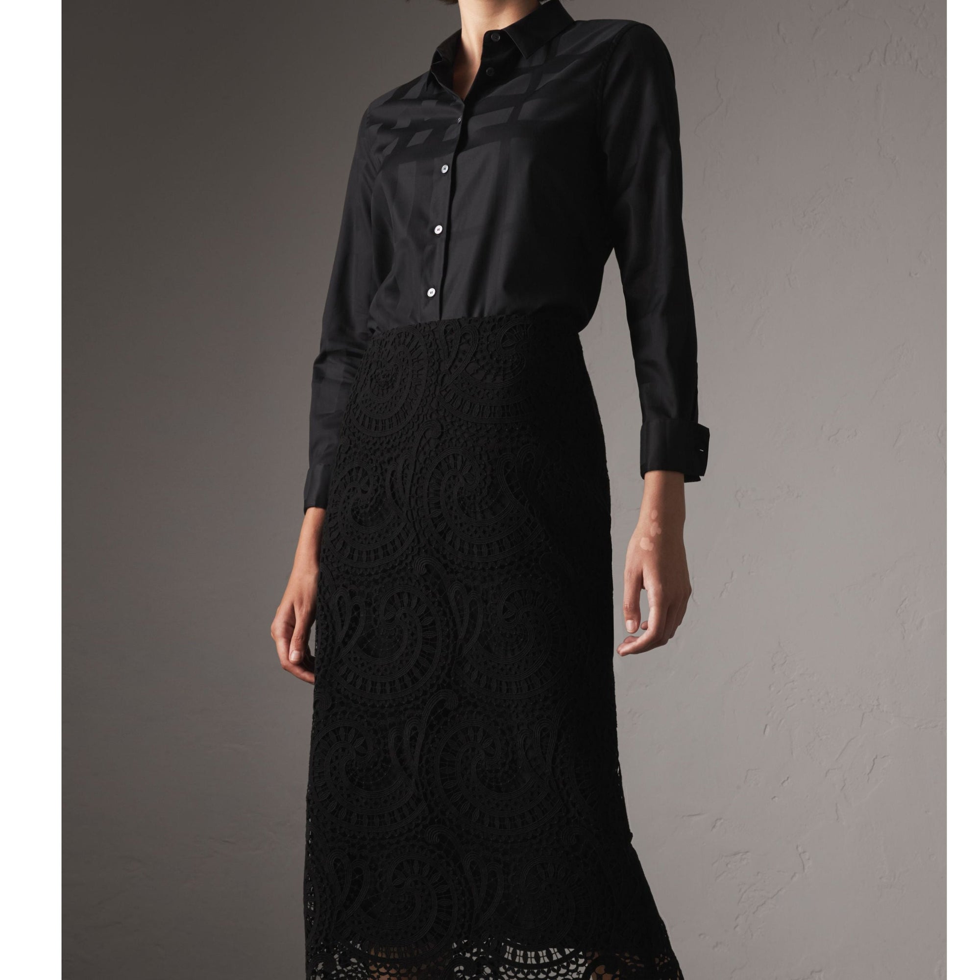 Chemise tissé en jacquard à motif check - Black
