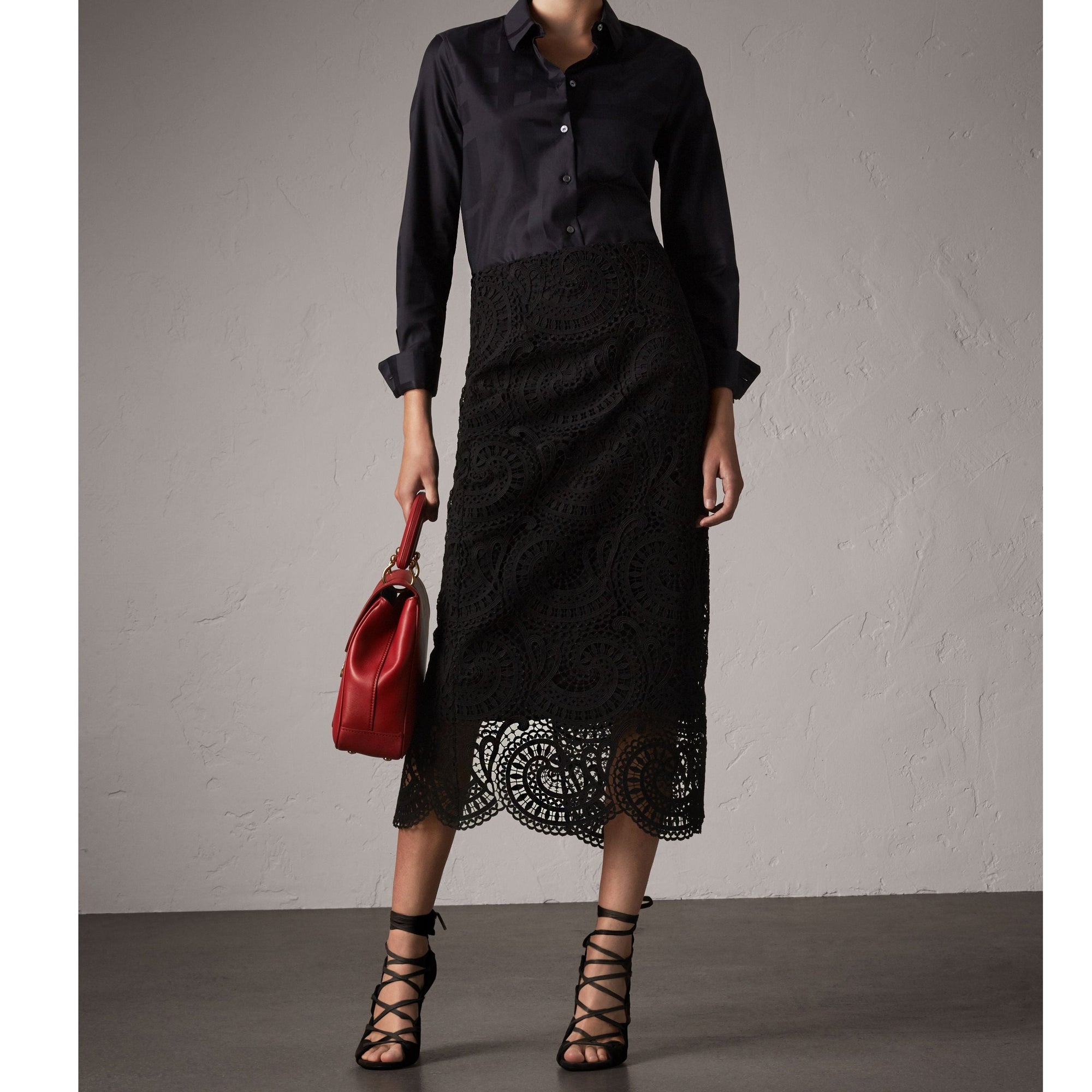 Chemise tissé en jacquard à motif check - Black