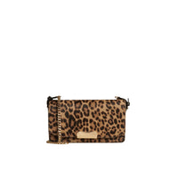 Sac pochette en cuir à imprimé fauve à chaîne - Camel