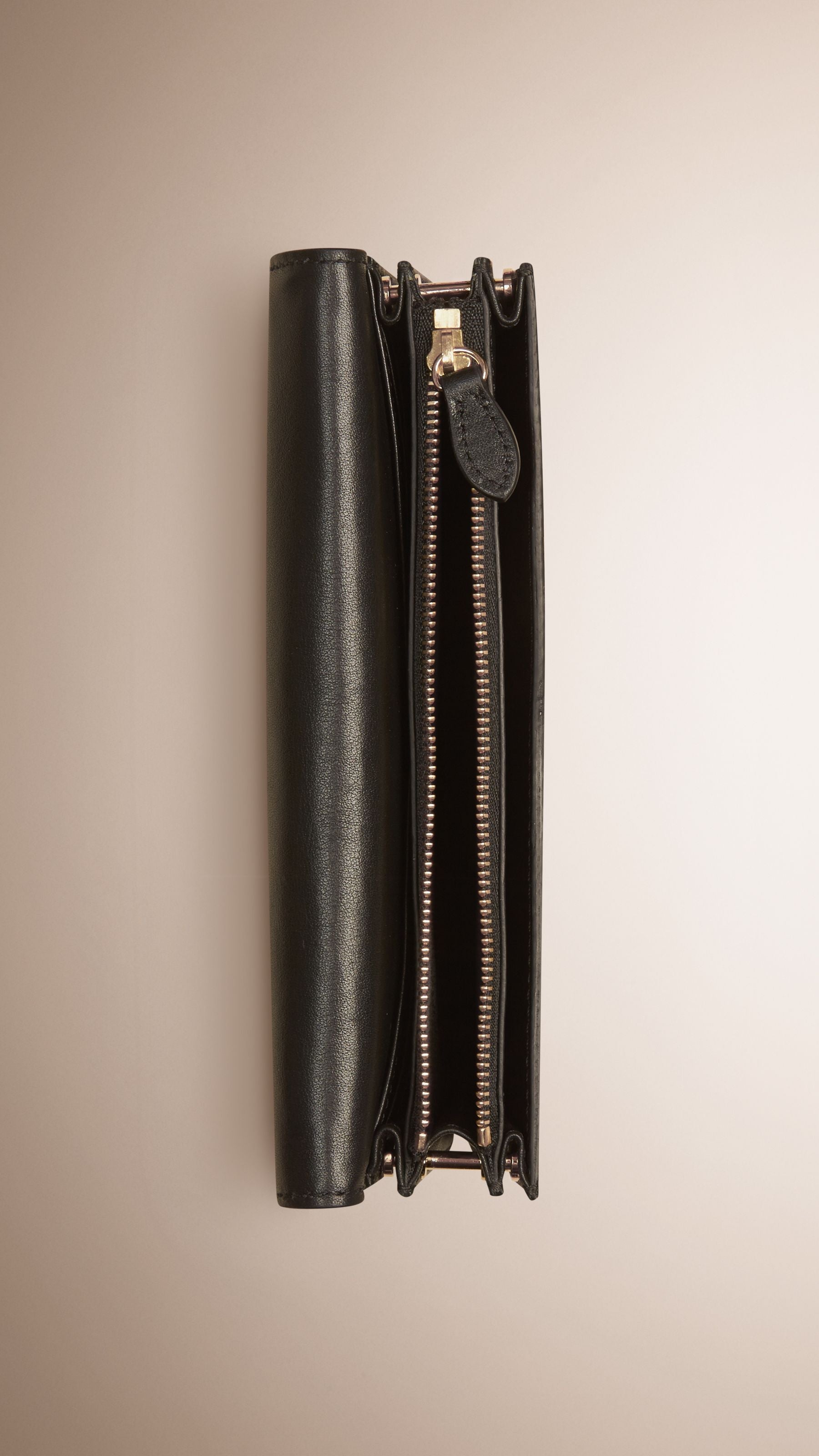 Sac pochette en cuir à imprimé fauve à chaîne - Camel