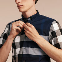 Chemise en coton à manches courtes - Indigo Blue