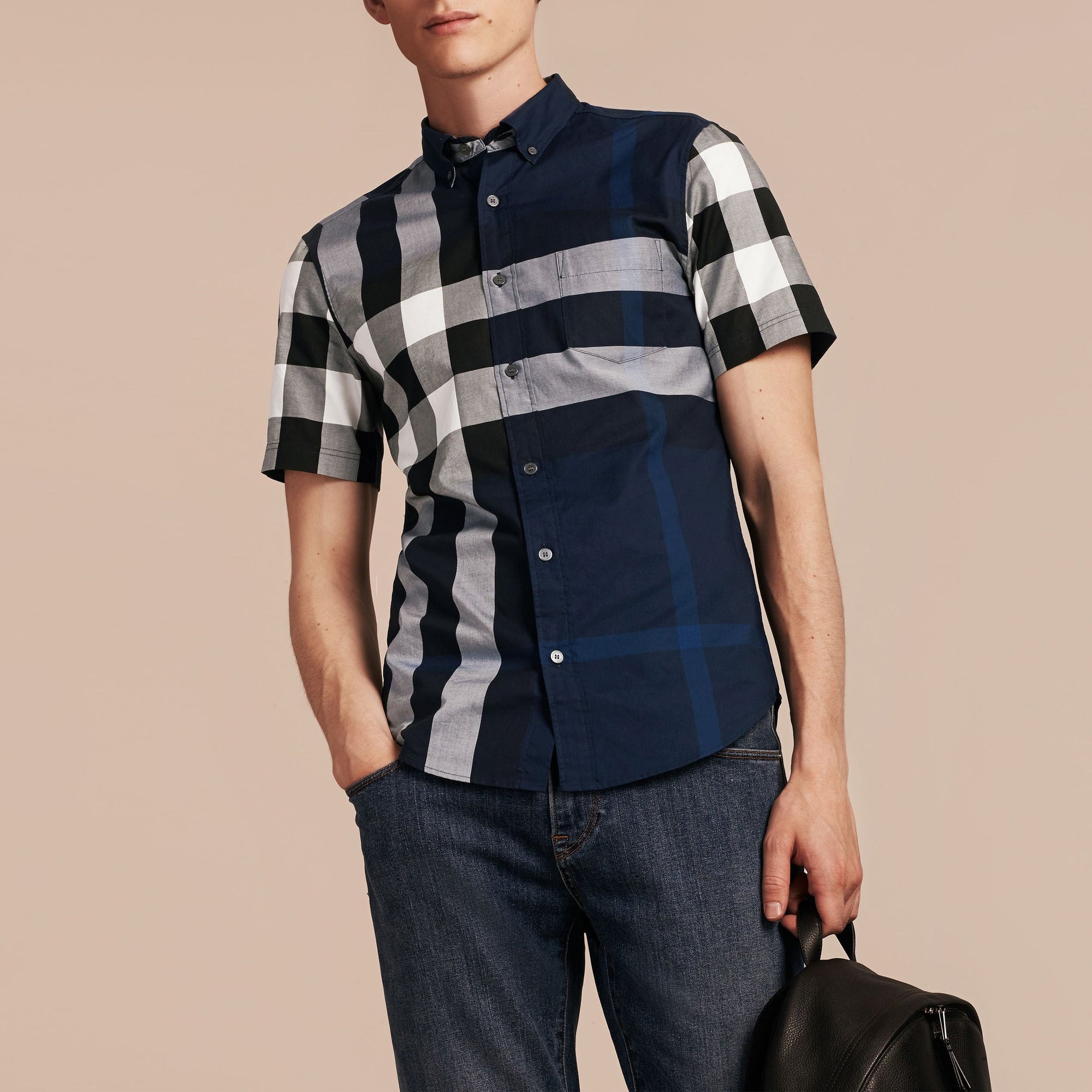 Chemise en coton à manches courtes - Indigo Blue