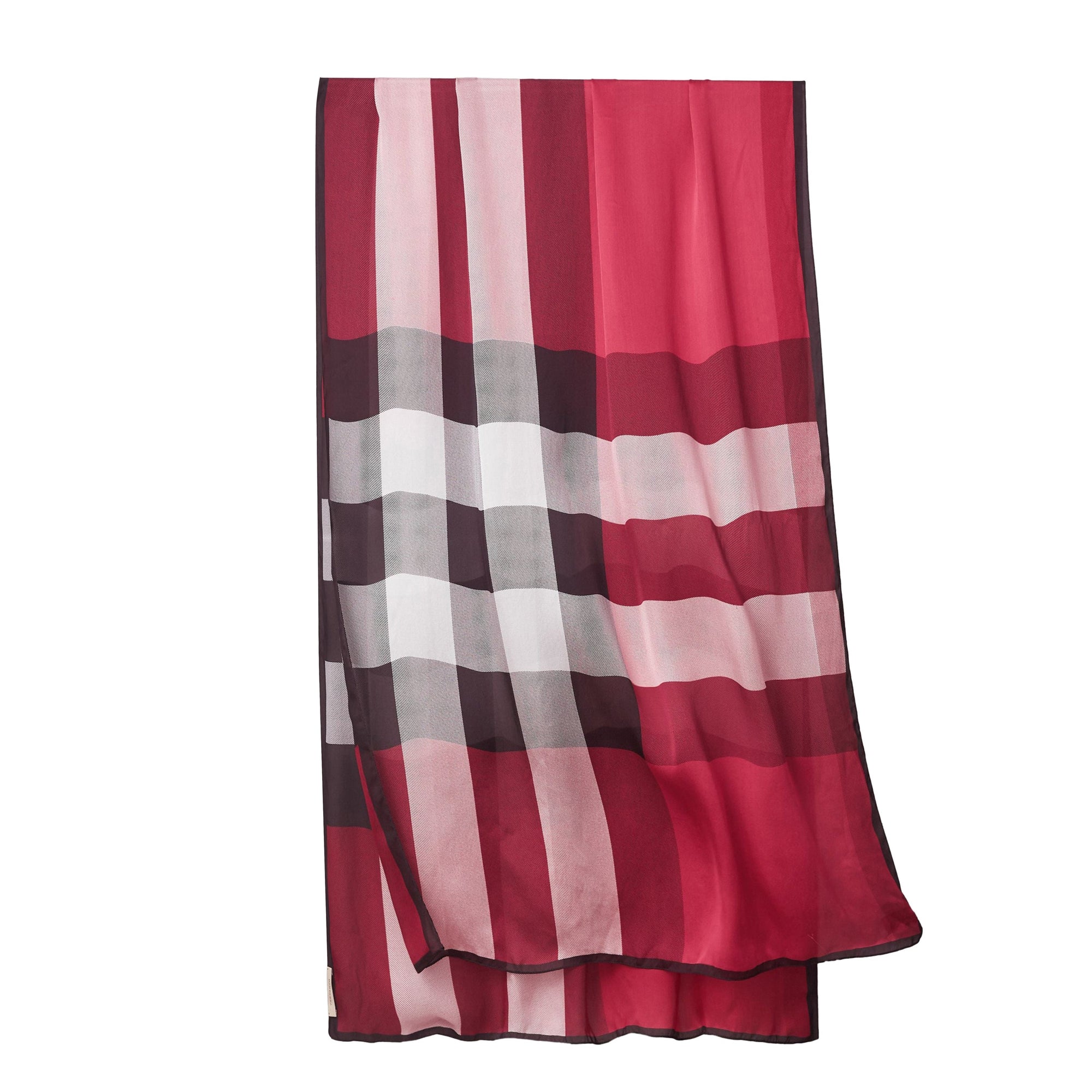 Foulard en soie légère à motif check - Fuchsia Pink