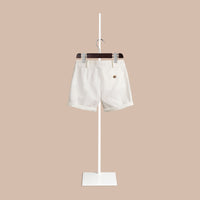 Short chino plissé en coton et lin - White