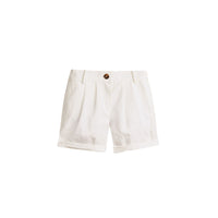 Short chino plissé en coton et lin - White