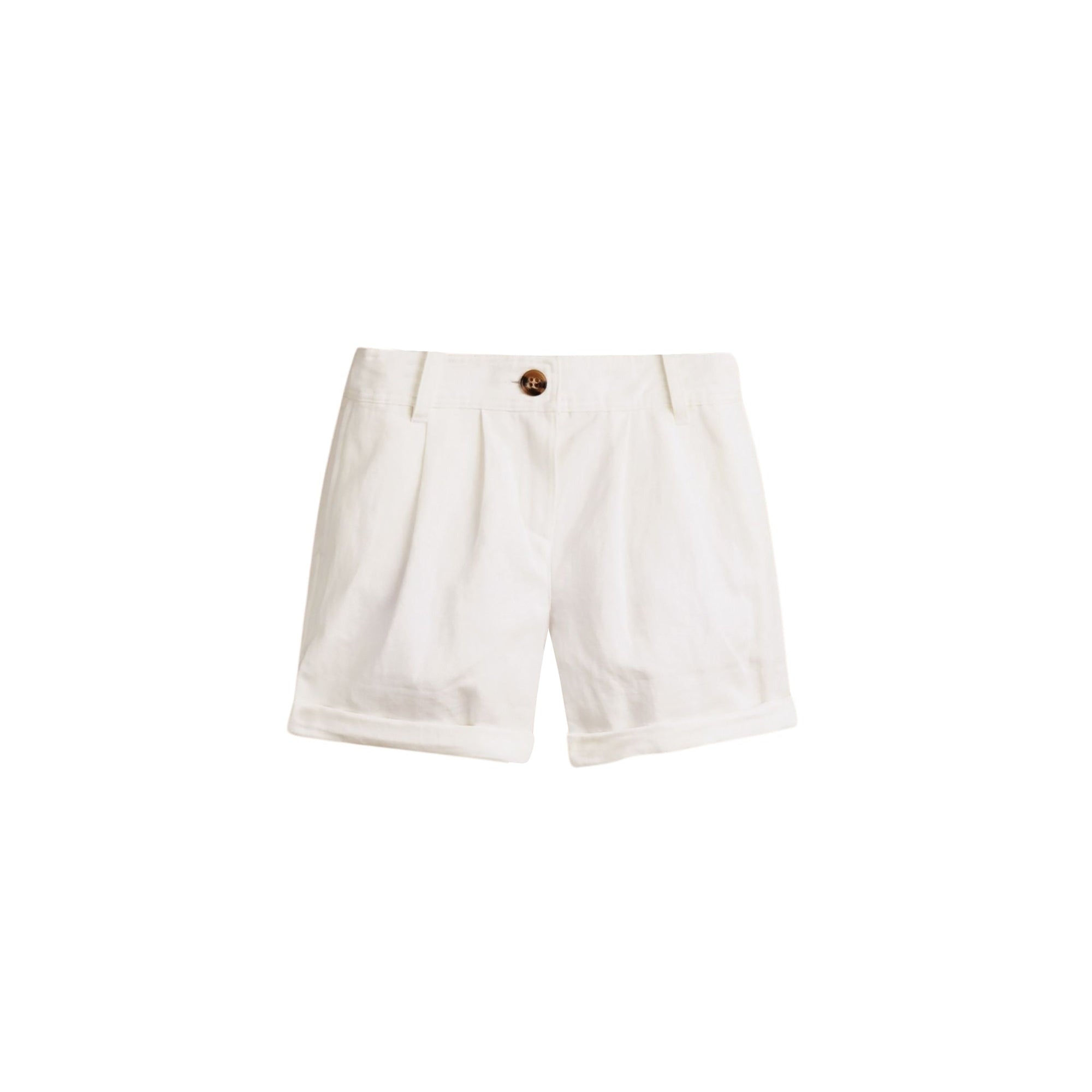 Short chino plissé en coton et lin - White