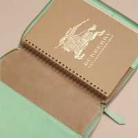 Cahier A5 en cuir zippé à motif check estampé - Light Mint