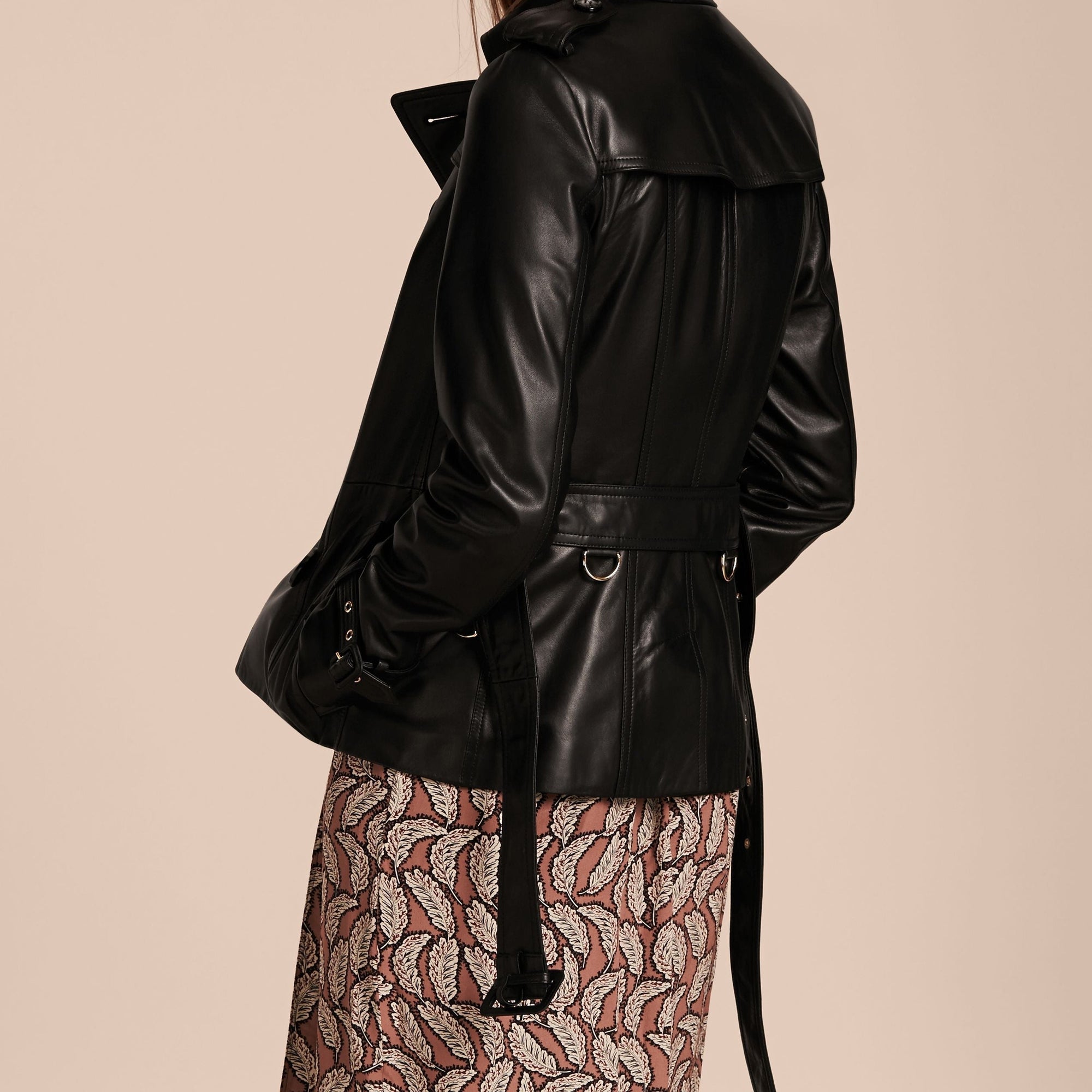 Veste trench en cuir d'agneau - Black