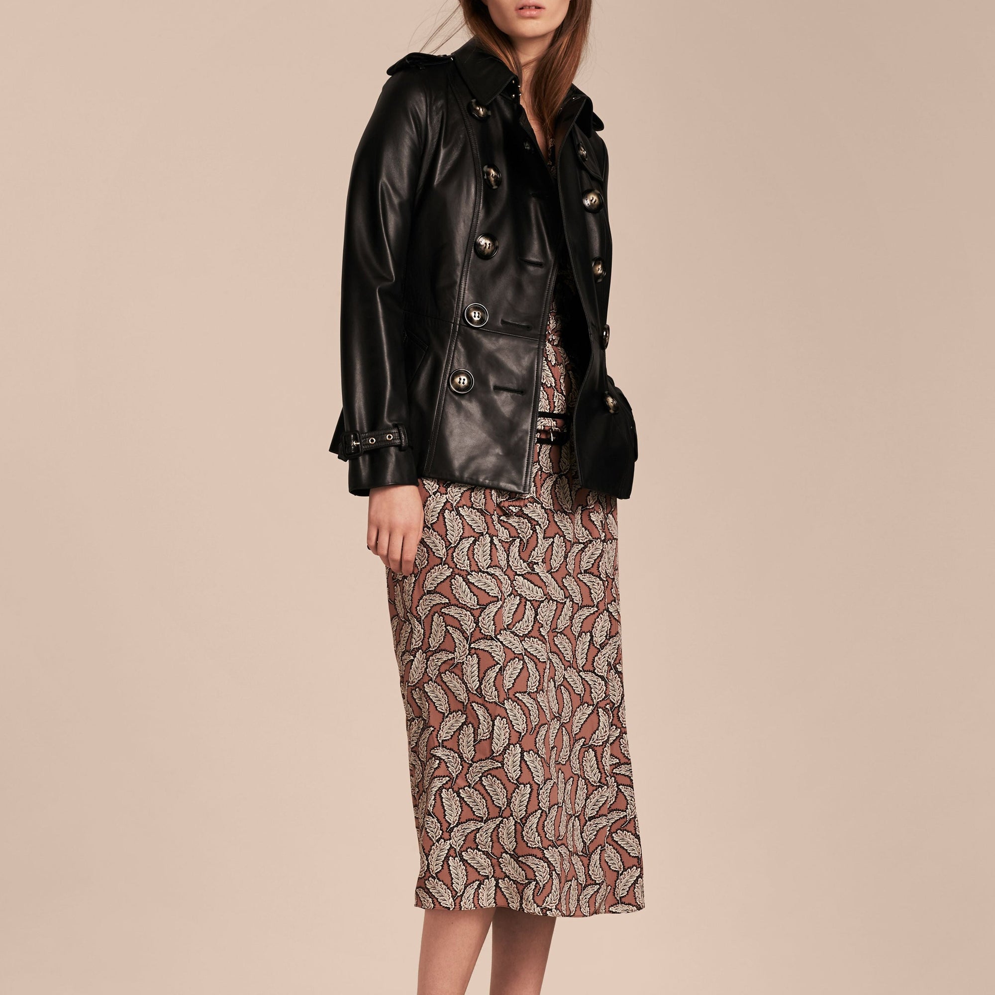 Veste trench en cuir d'agneau - Black