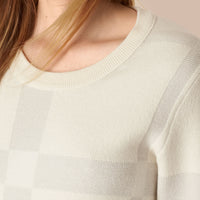 Pull en maille de laine mélangée à motif check - Natural White