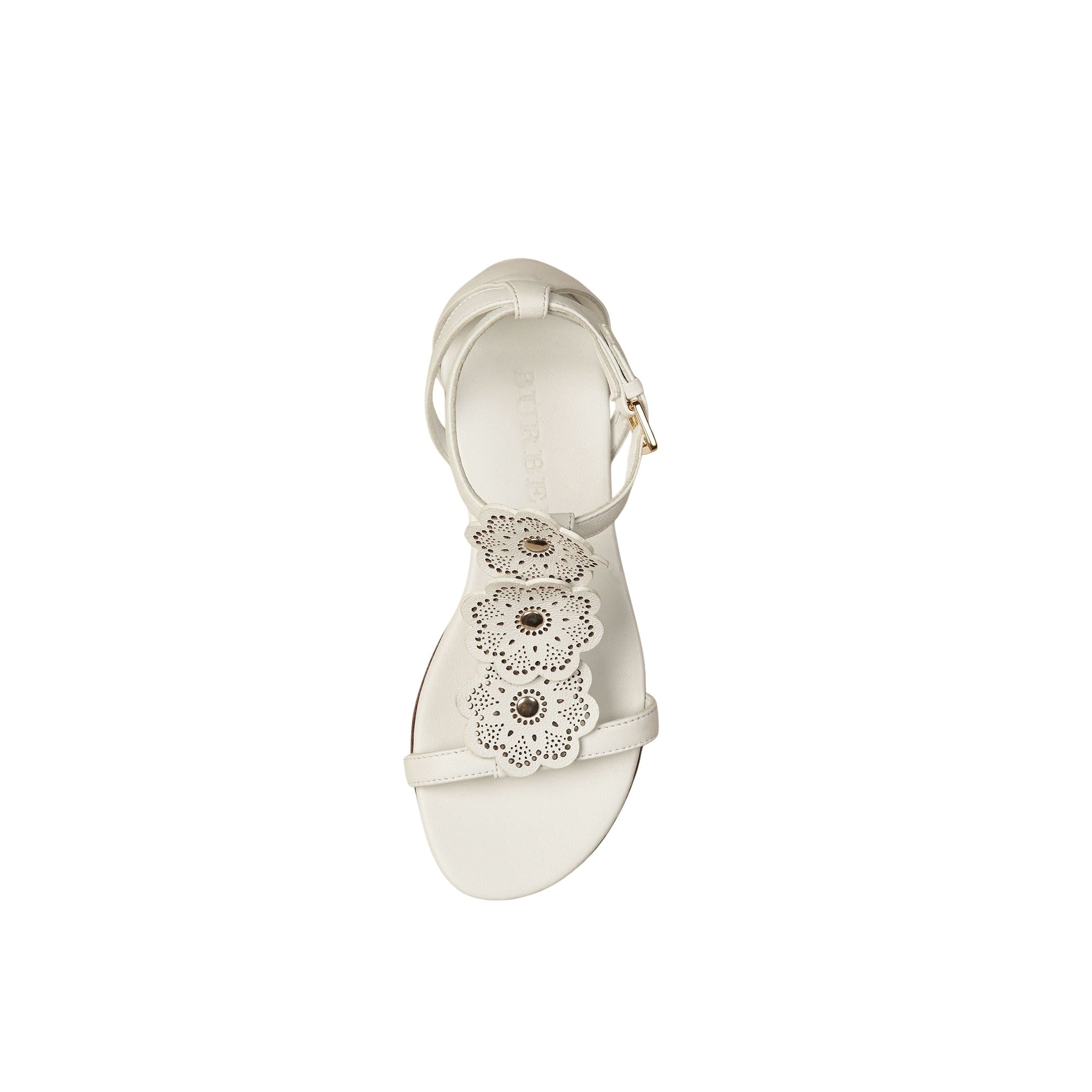 Sandales en cuir à motif floral - Optic White