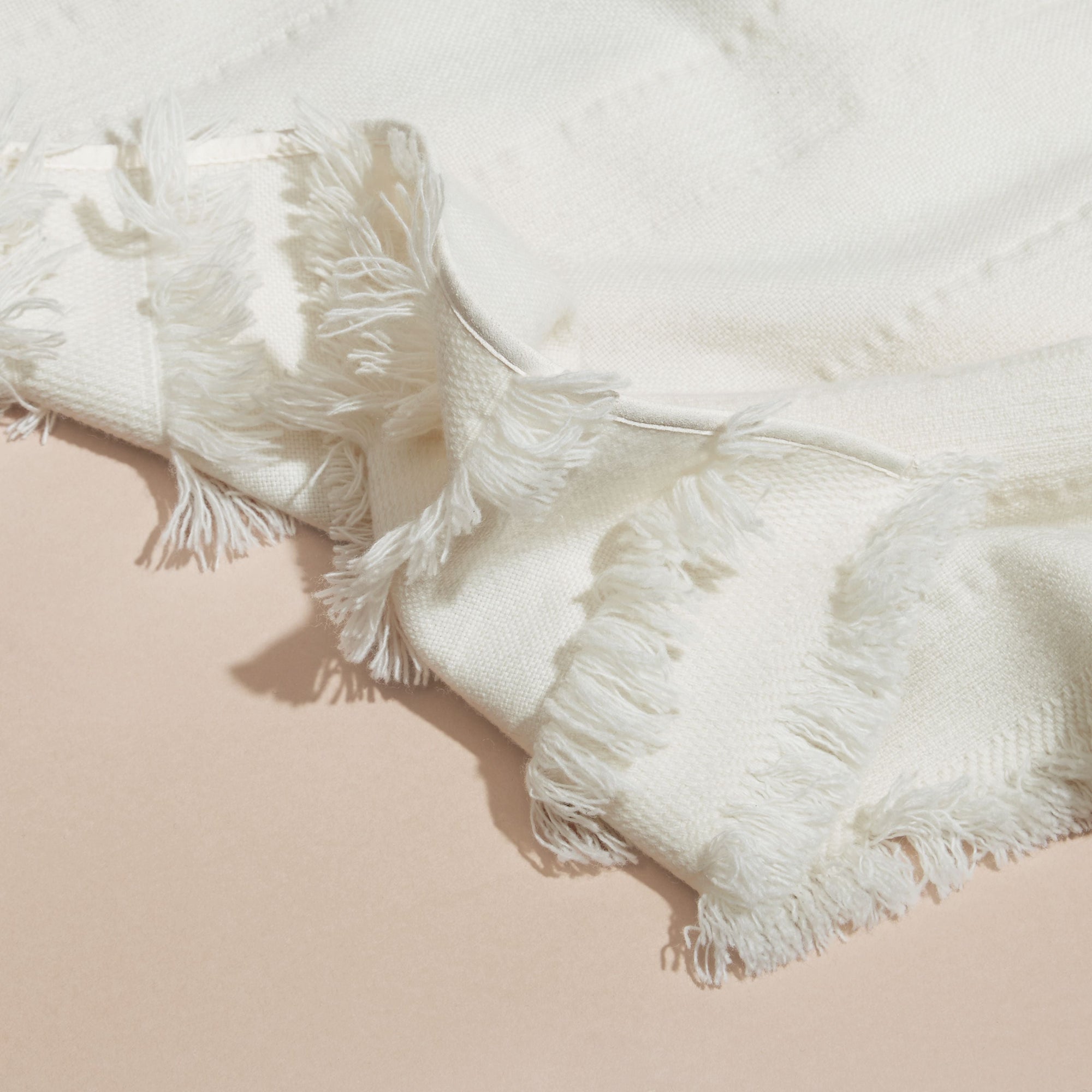 Poncho en fil coupé de laine et cachemire - White