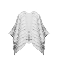 Poncho en fil coupé de laine et cachemire - White