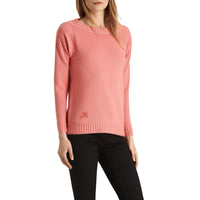 Pull en cachemire et coton à détails côtelés - Coral Pink