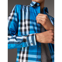 Chemise en coton extensible à motif check - Bright Blue
