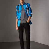 Chemise en coton extensible à motif check - Bright Blue