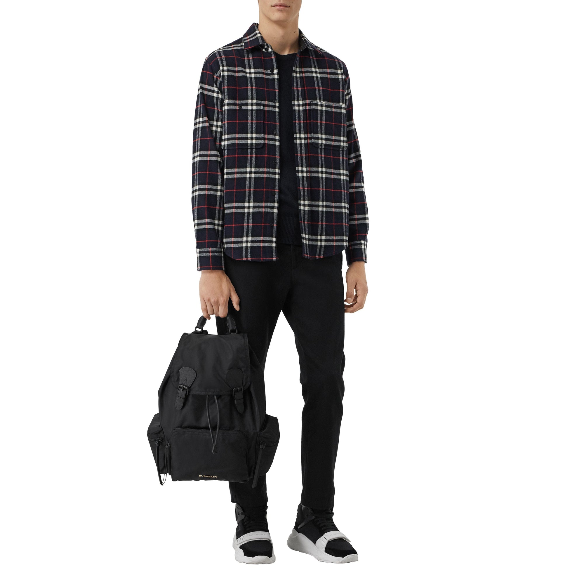 Grand sac The Rucksack en nylon technique et cuir - Black