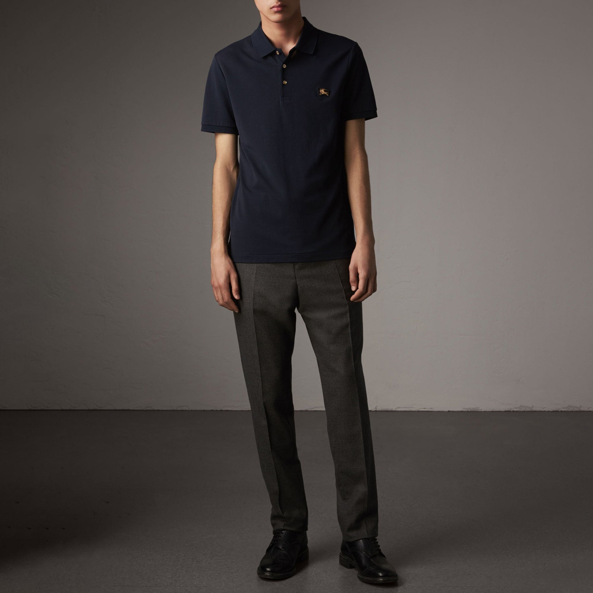 Polo en piqué de coton - Navy