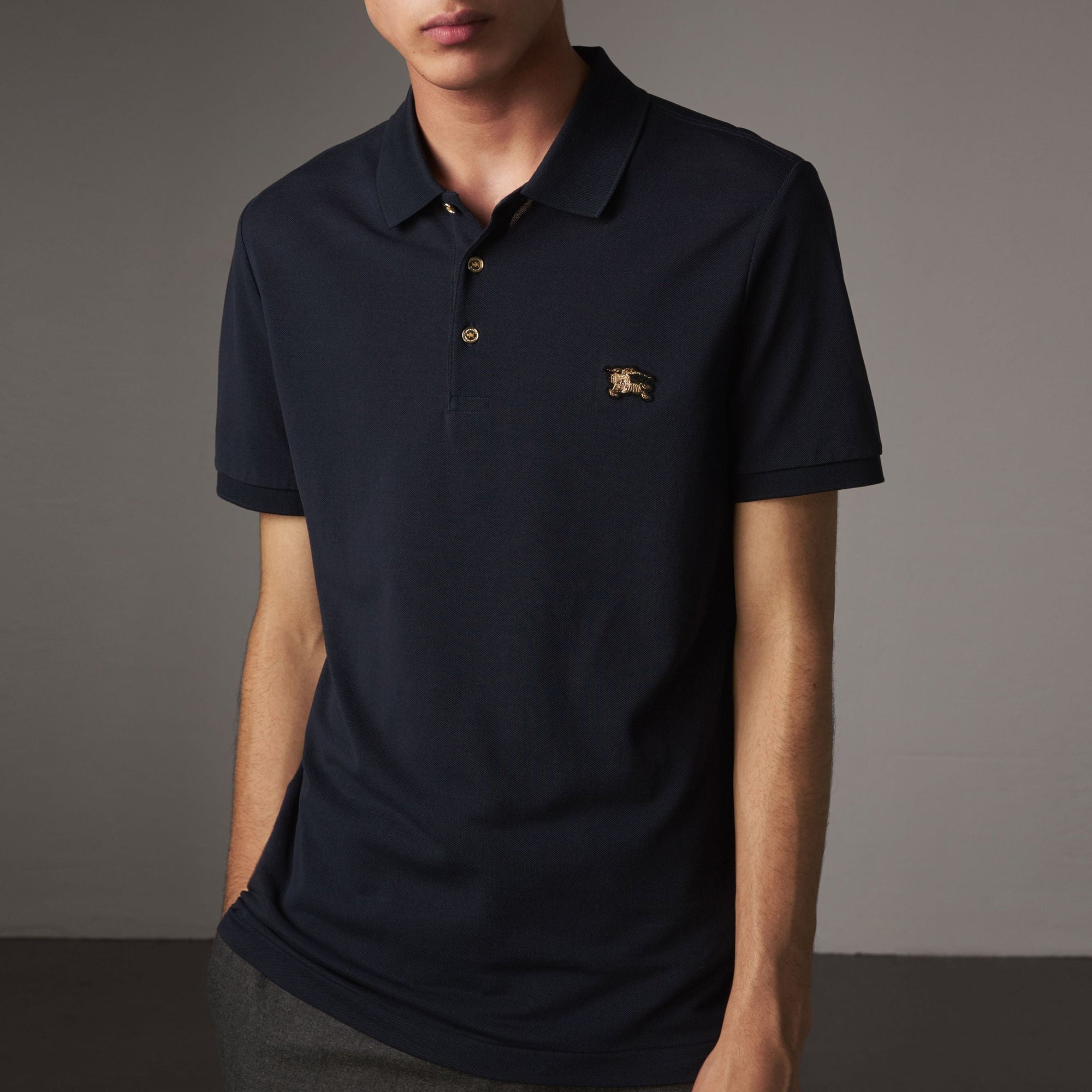 Polo en piqué de coton - Navy