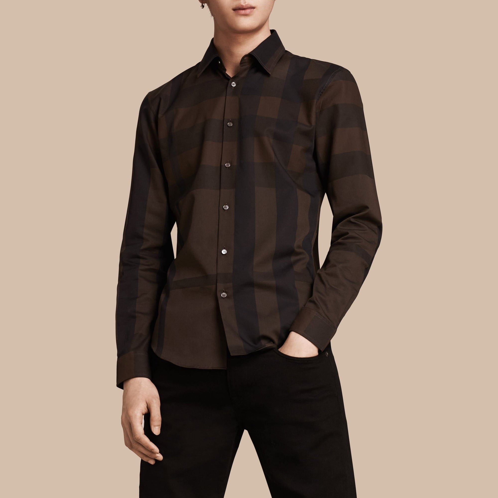 Chemise en coton à motif check - Chocolate Check