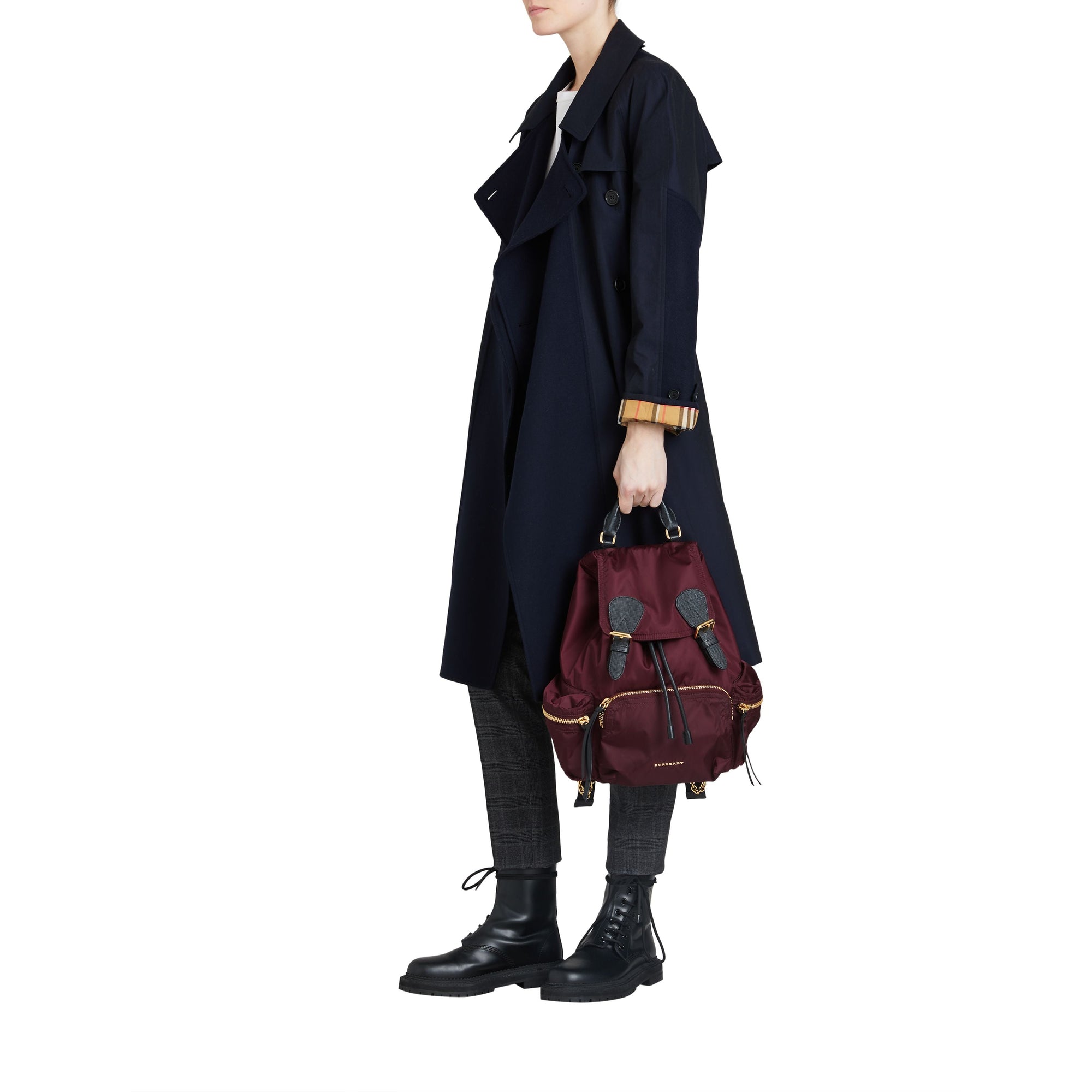 Sac the rucksack moyen en nylon technique et cuir - Burgundy Red