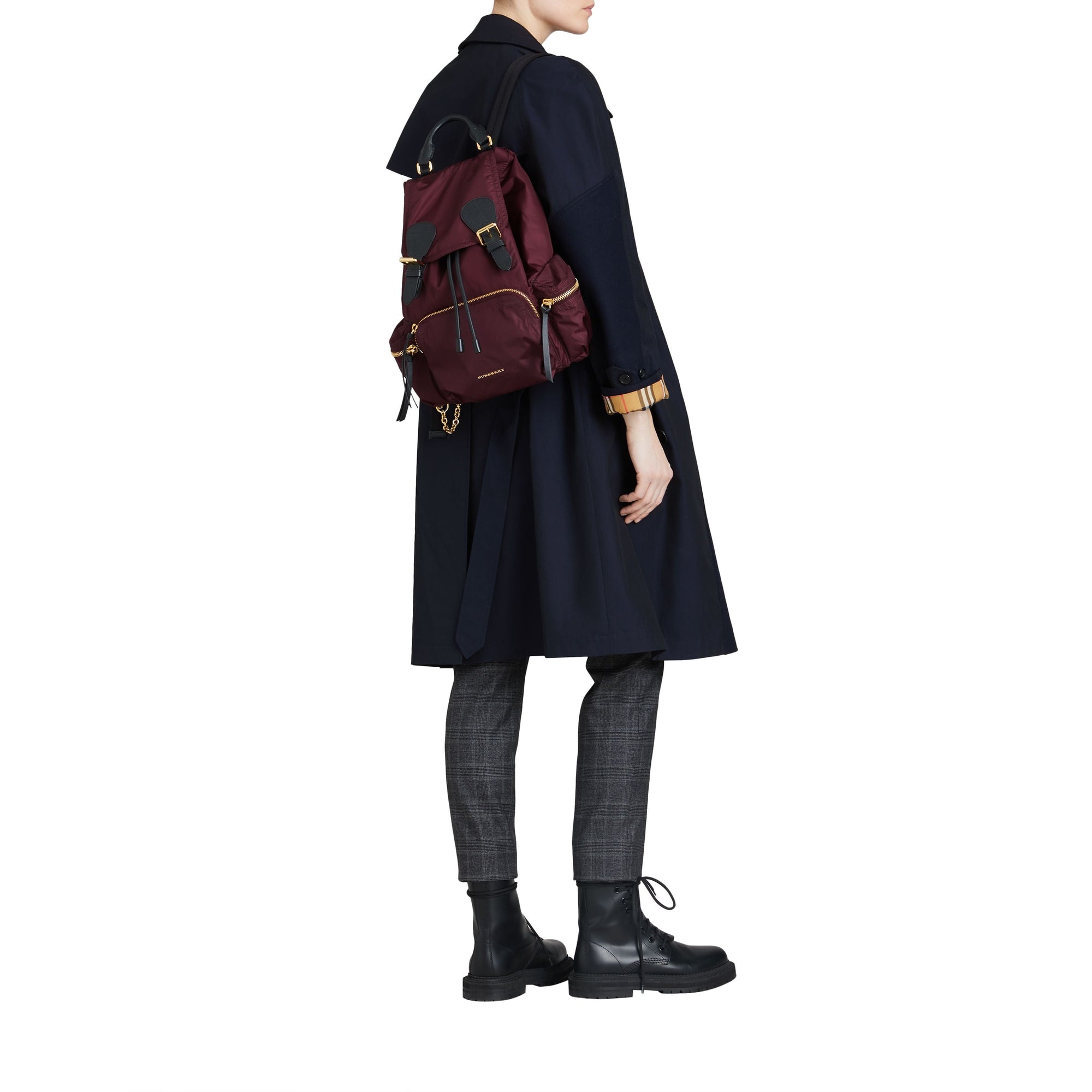 Sac the rucksack moyen en nylon technique et cuir - Burgundy Red