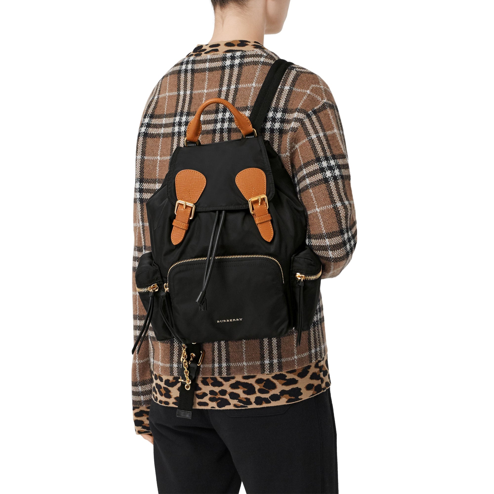 Sac The Rucksack moyen à détails en cuir - Black