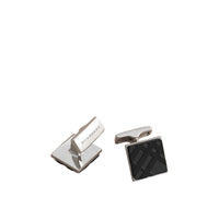 Boutons de manchette carrés gravés du motif check - Black