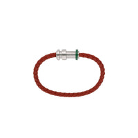 Bracelet tresses en cuir - Cuir rouge