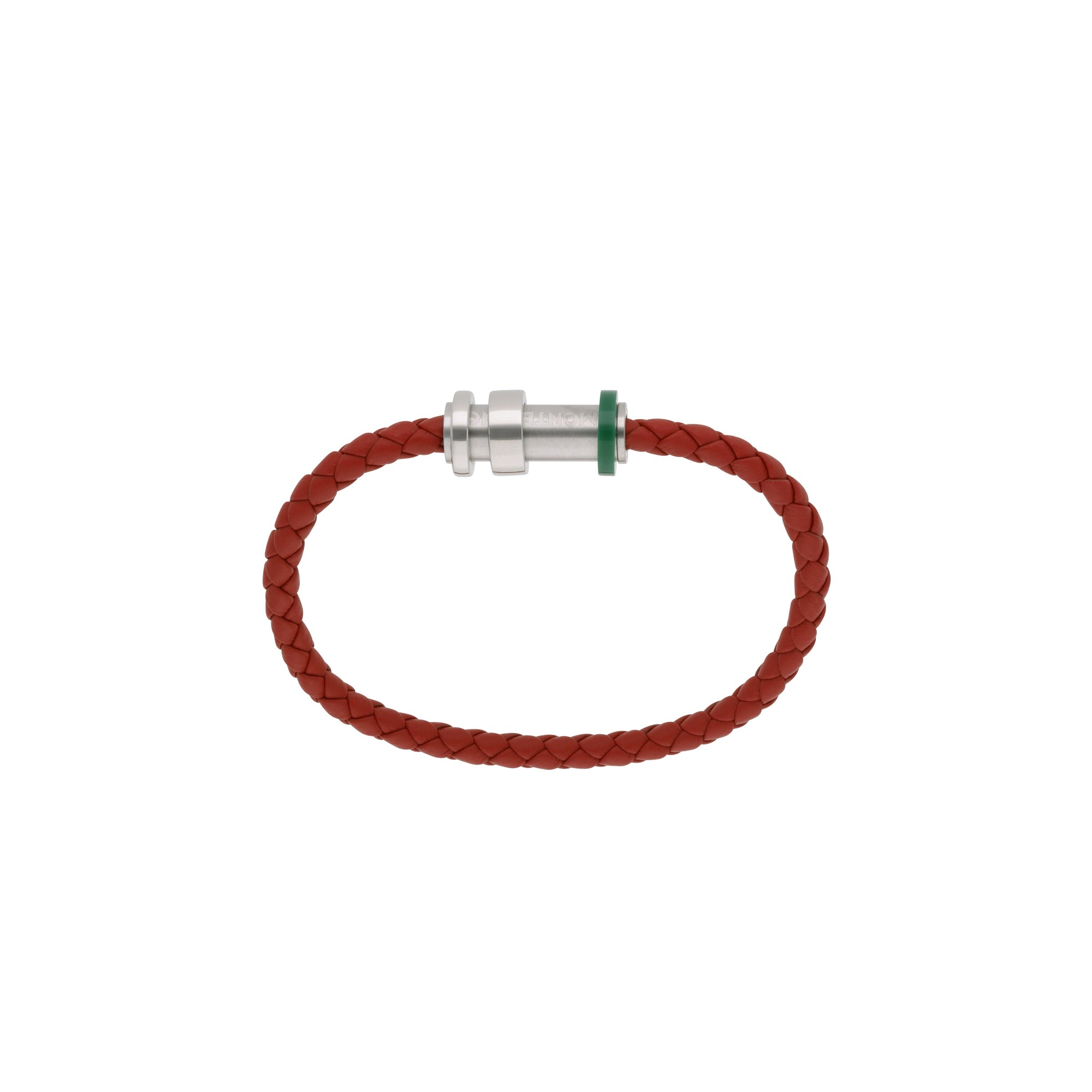 Bracelet tresses en cuir - Cuir rouge