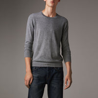 Pull en cachemire à motif check - Pale Grey Melange