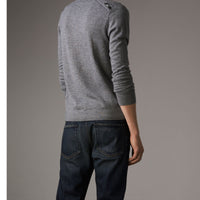 Pull en cachemire à motif check - Pale Grey Melange