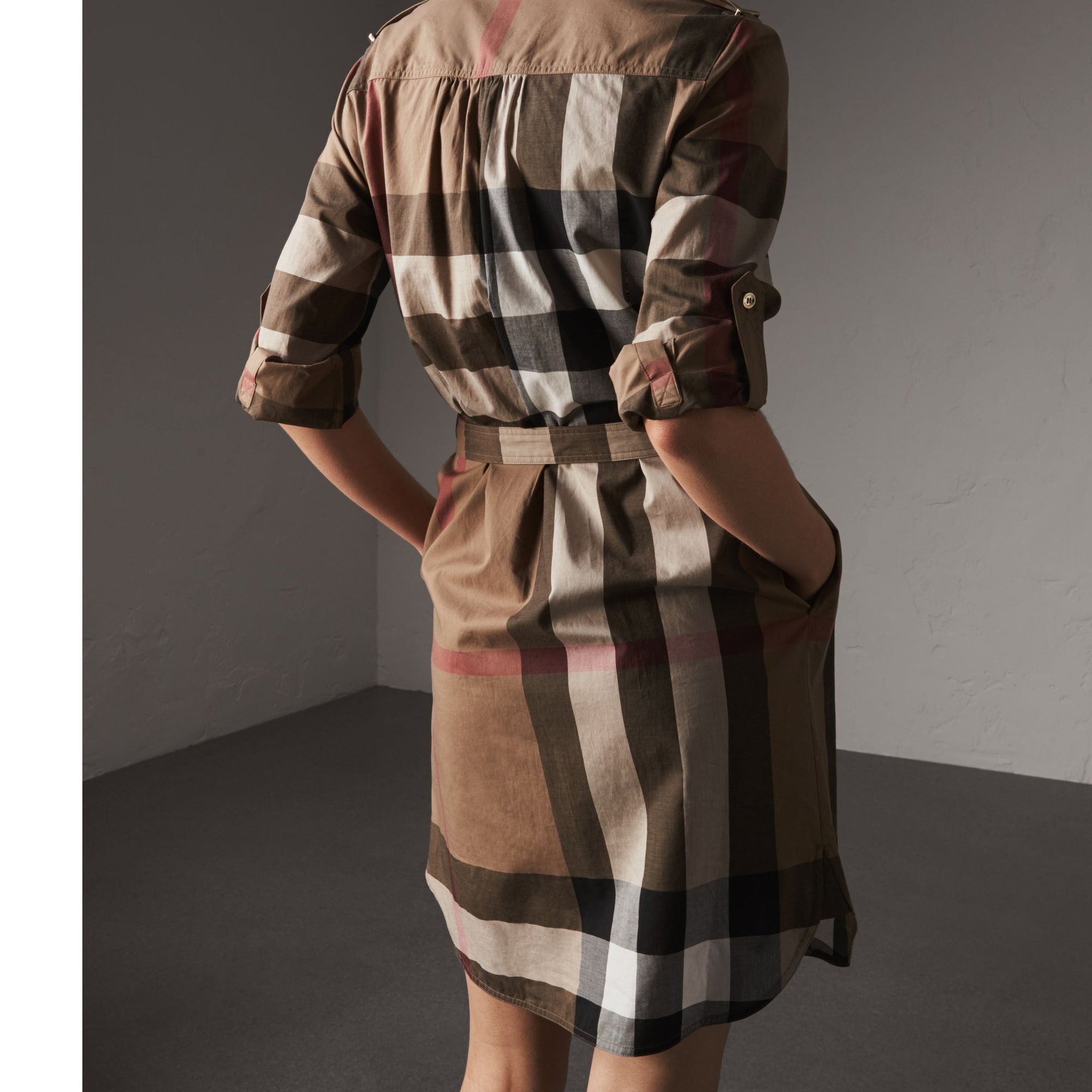 Robe chemise à motif check - Taupe Brown