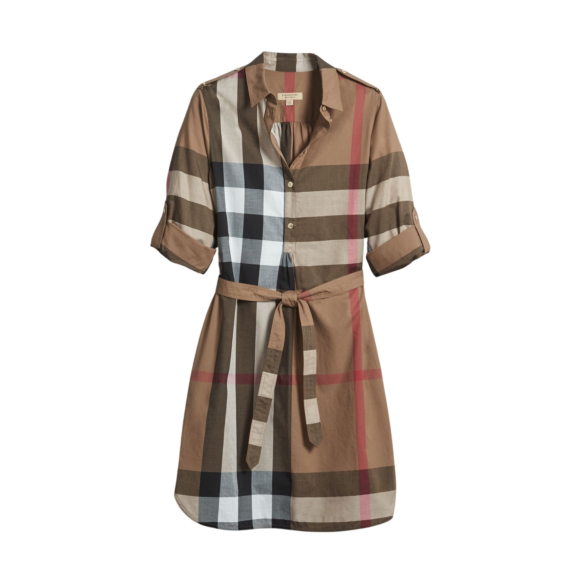 Robe chemise à motif check - Taupe Brown