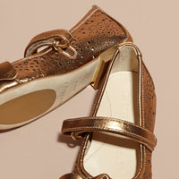 Ballerines à découpe en cuir métallisé - Heritage Gold