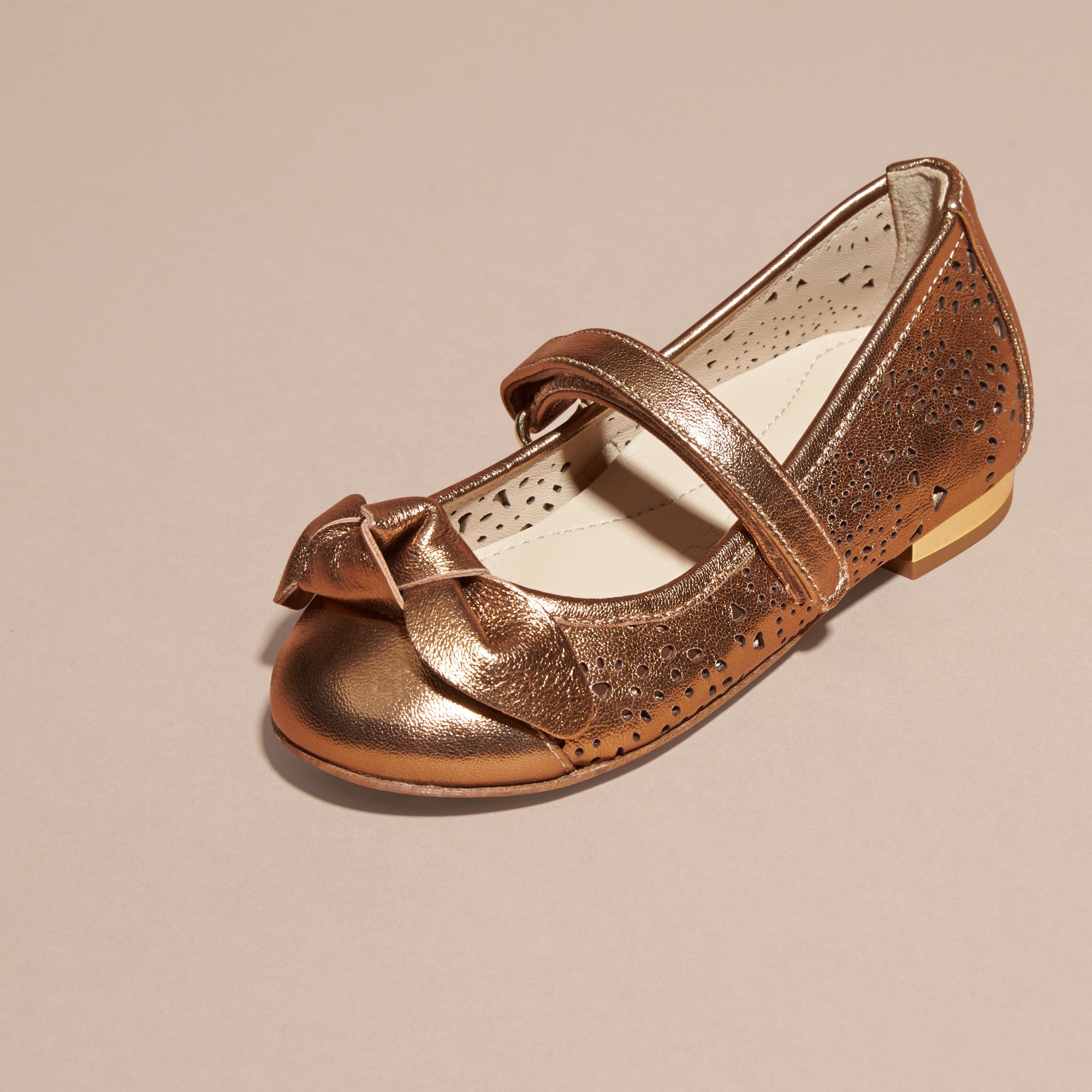 Ballerines à découpe en cuir métallisé - Heritage Gold