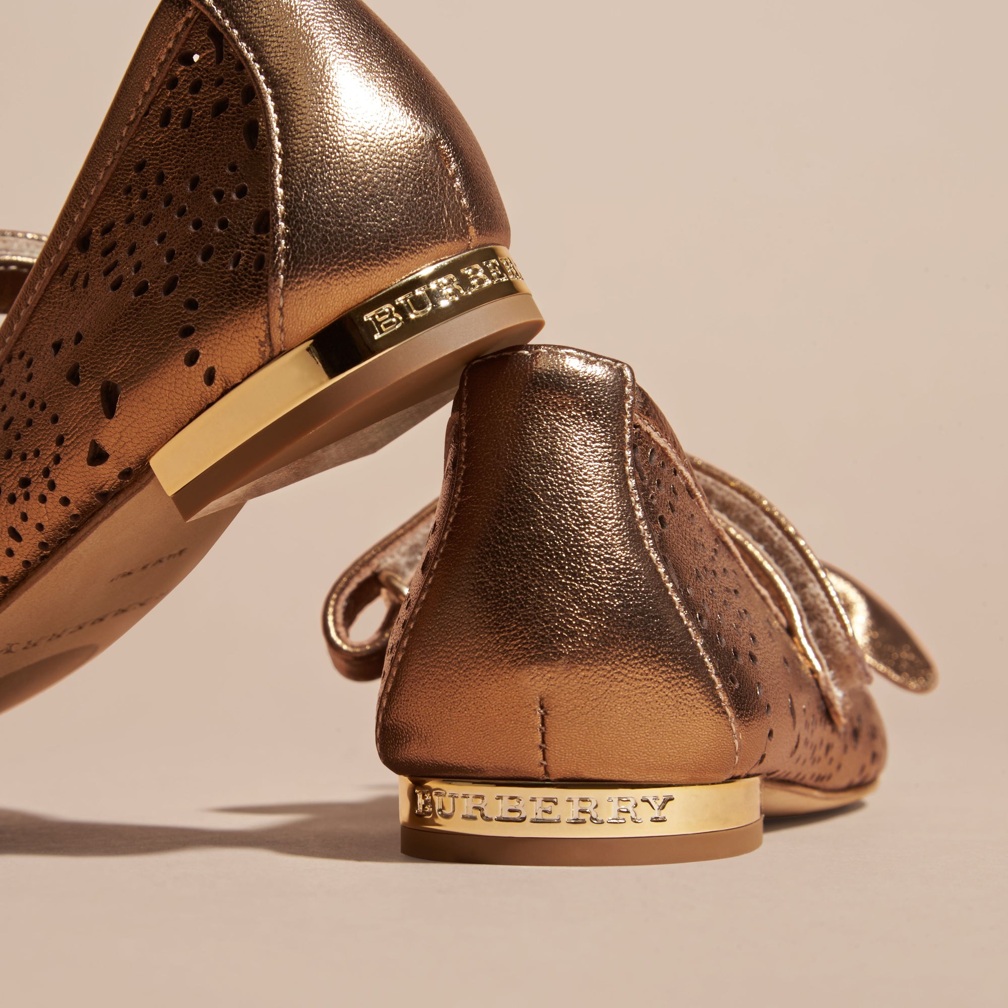 Ballerines à découpe en cuir métallisé - Heritage Gold