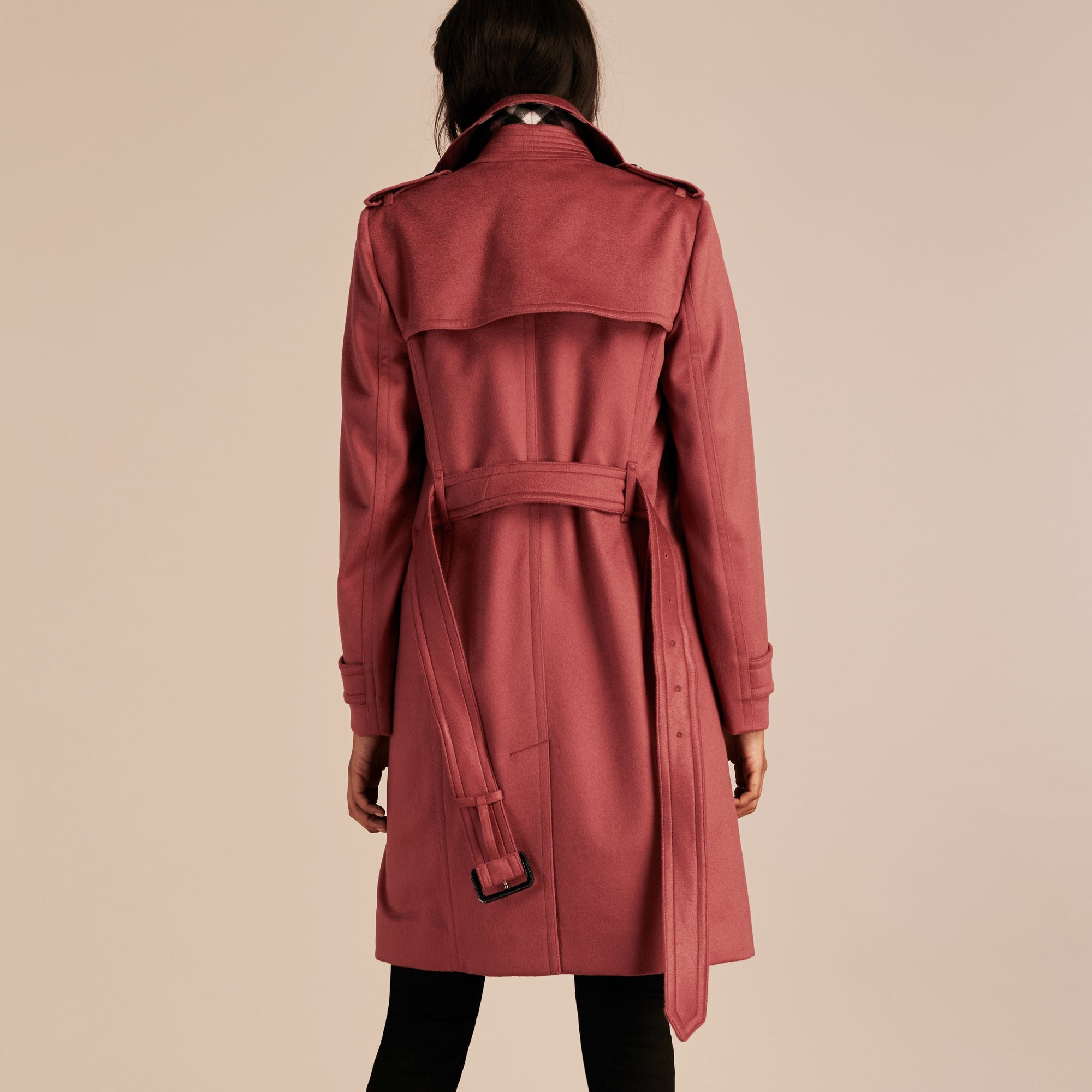 Trench-coat portefeuille en cachemire - Dusty Peony Rose